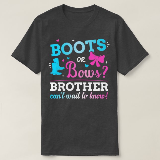 Gender reveal boots or bows brother matching baby  T-Shirt (Design Front)