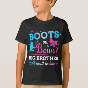 Gender reveal boots or bows brother matching baby  T-Shirt