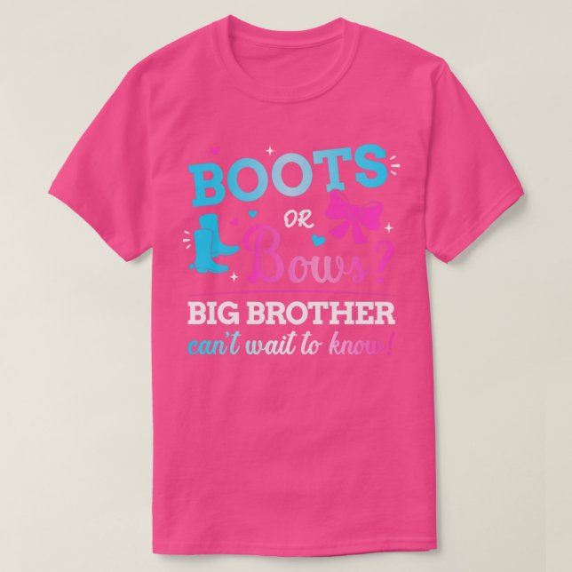 Gender reveal boots or bows brother matching baby  T-Shirt (Design Front)