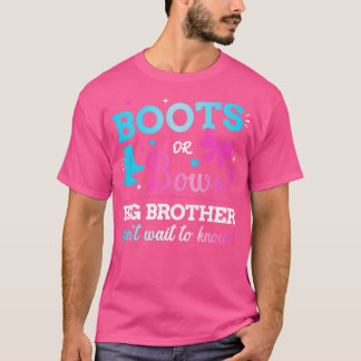 Gender reveal boots or bows brother matching baby  T-Shirt