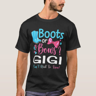 Gender Reveal Boots Or Bows Gigi Matching Baby Par T-Shirt