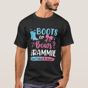 Gender Reveal Boots Or Bows Grammie Matching Baby T-Shirt