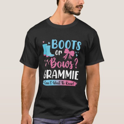 Gender Reveal Boots Or Bows Grammie Matching Baby T_Shirt