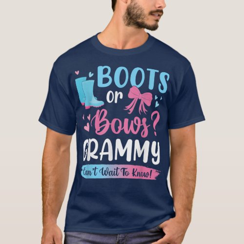 Gender reveal boots or bows Grammy matching baby p T_Shirt
