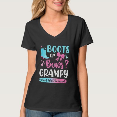 Gender Reveal Boots Or Bows Grampy Matching Baby P T_Shirt