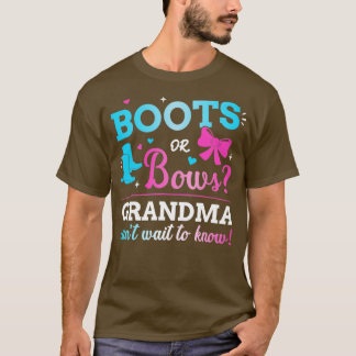 Gender reveal boots or bows grandma matching baby  T-Shirt