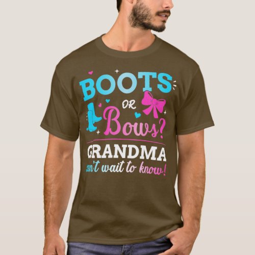 Gender reveal boots or bows grandma matching baby  T_Shirt