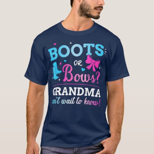 Gender reveal boots or bows grandma matching T_Shirt