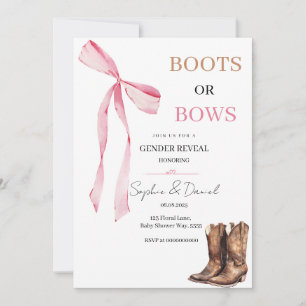 Gender reveal Boots or bows invitation