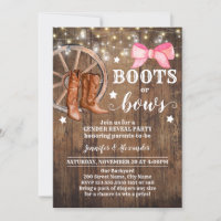 Gender Reveal Boots or Bows Invitation