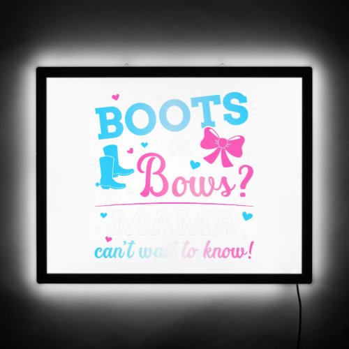 Gender reveal boots or bows mama matching baby par LED sign