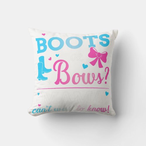 Gender reveal boots or bows mama matching baby par throw pillow