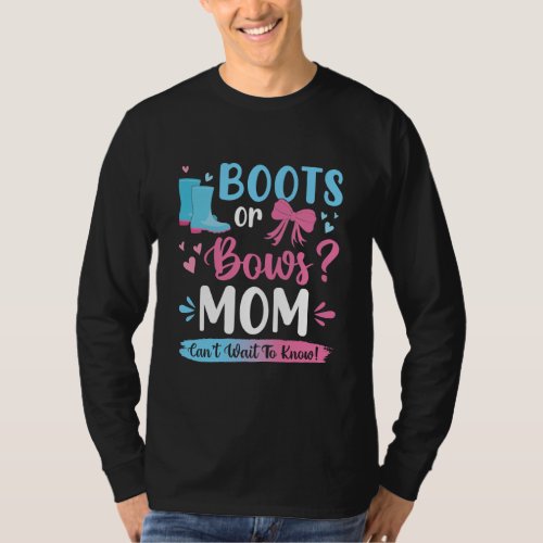 Gender reveal boots or bows Mom matching baby T_Shirt