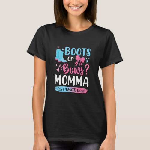Gender Reveal Boots Or Bows Momma Matching Baby Pa T_Shirt