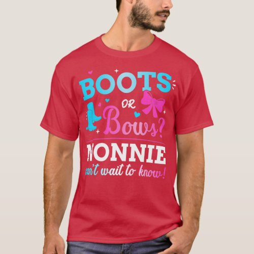 Gender reveal boots or bows nonnie matching baby p T_Shirt