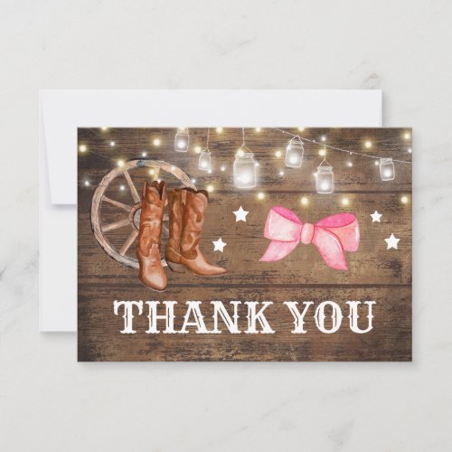 Gender Reveal Boots or Bows Thank You Card