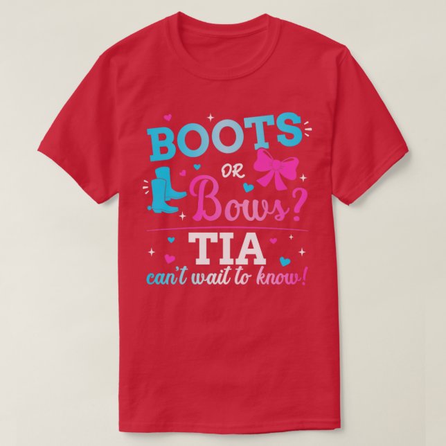 Gender reveal boots or bows tia matching baby part T-Shirt (Design Front)