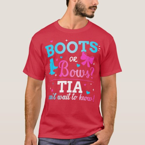 Gender reveal boots or bows tia matching baby part T_Shirt
