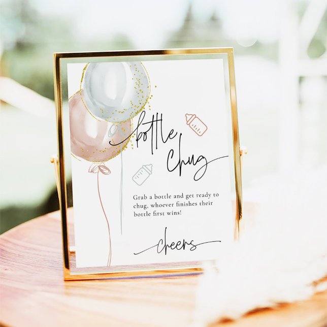 Gender Reveal Bottle Chug Beer Baby Shower Game Poster (Creator Uploaded)