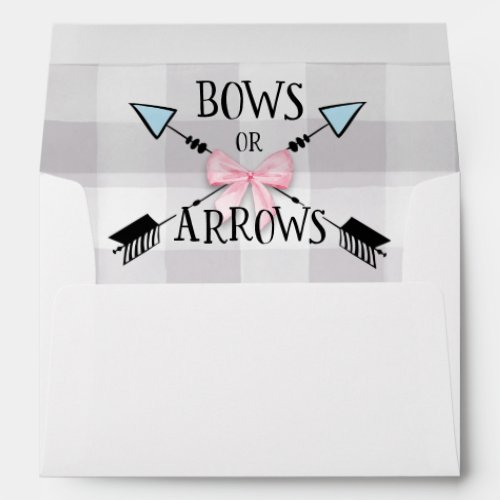Gender Reveal Bows or Arrows Baby Shower Envelope