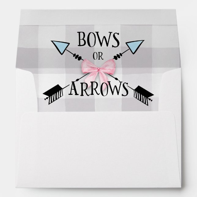Gender Reveal Bows or Arrows Baby Shower Envelope (Back (Bottom))