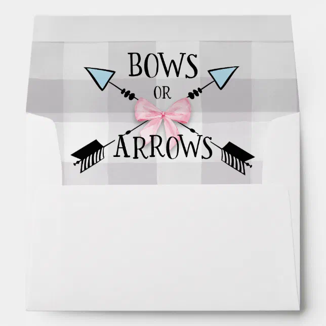 Gender Reveal Bows or Arrows Baby Shower Envelope | Zazzle