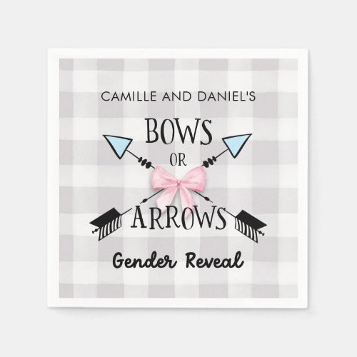 Gender Reveal Bows or Arrows Baby Shower Napkins