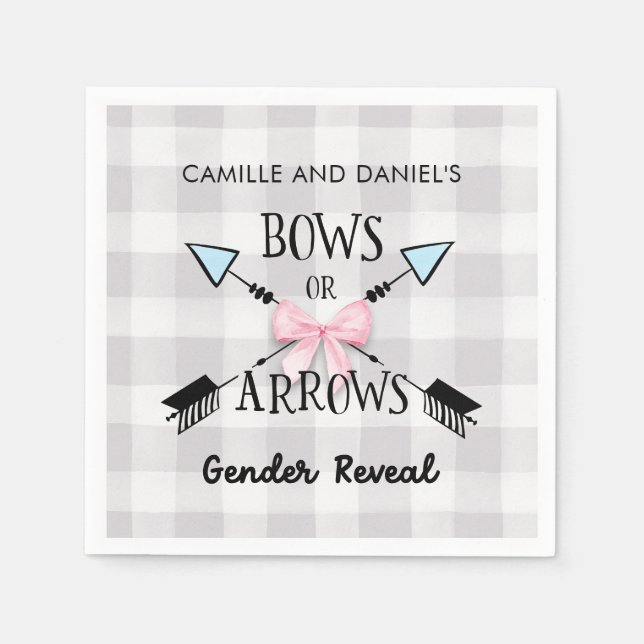 Gender Reveal Bows or Arrows Baby Shower Napkins (Front)