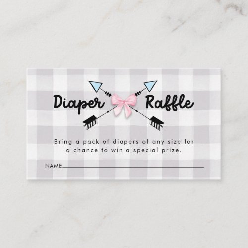 Gender Reveal Bows or Arrows Diaper Raffle Ticket  Enclosure Card