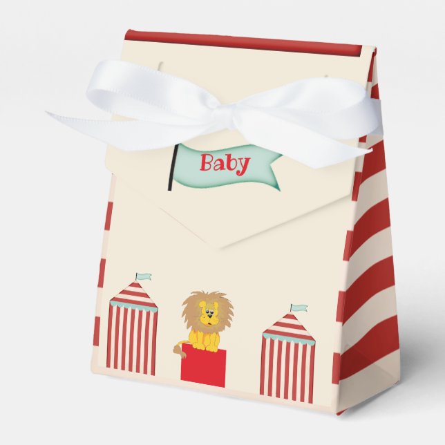 "Gender Reveal", Boy, Circus Baby Shower Favor Box (Front Side)