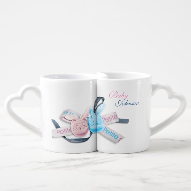 Gender reveal boy girl announcement coffee mug set (Front Nesting)