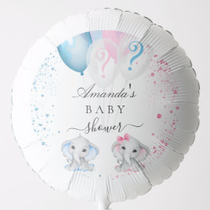 Gender reveal boy girl baby elephants blue pink balloon