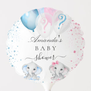 Gender reveal boy girl baby elephants blue pink balloon