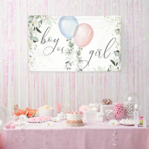  Gender Reveal Boy or Girl Blue Pink Ballons Banner