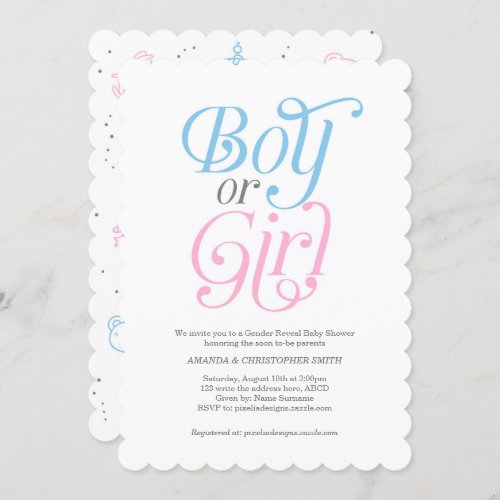 Gender Reveal Boy or Girl He or She Modern Invitation