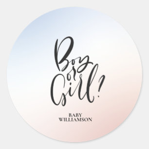 Gender Reveal Boy or Girl Ombre Stickers