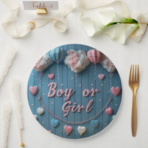 Gender Reveal Boy or Girl Paper Plates Pink Blue