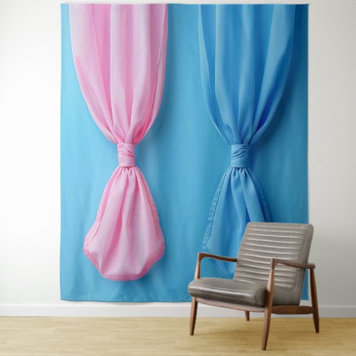 Gender Reveal Boy or Girl Pink Blue Tapestry