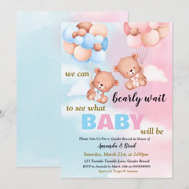 Gender Reveal Boy or girl Pink or Blue Party Invitation (Front/Back)