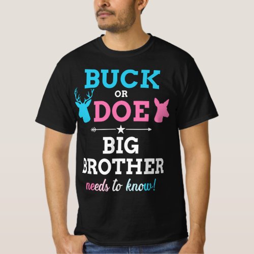 Gender reveal buck or doe brother matching baby pa T_Shirt