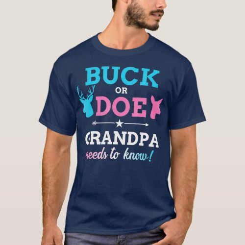 Gender reveal buck or doe grandpa matching baby T_Shirt