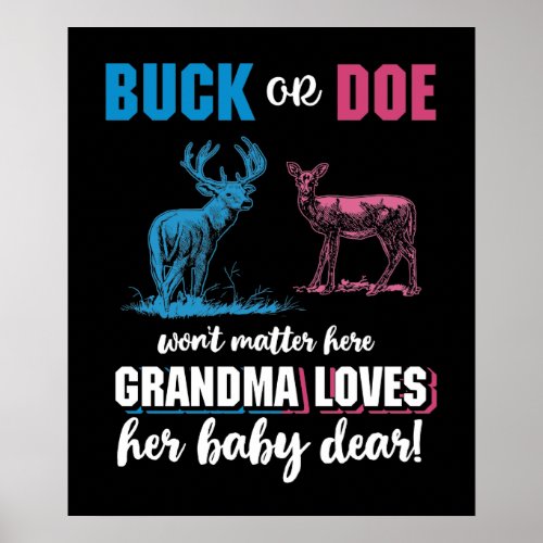 Gender Reveal Buck or Doe Party Grandma Poster