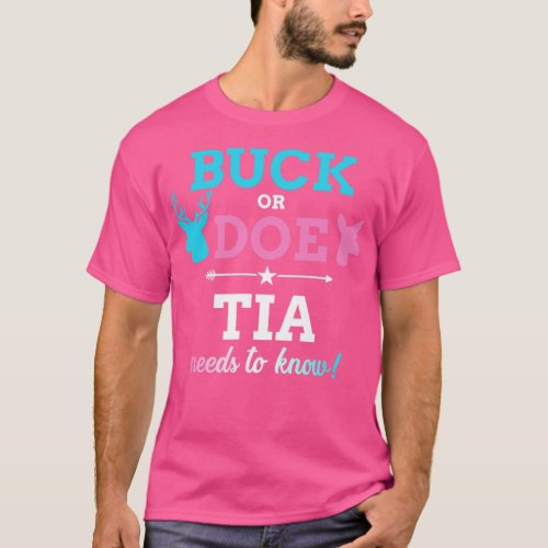 Gender reveal buck or doe tia matching baby party T_Shirt