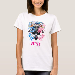 Gender Reveal Burnouts or Bows Race Car Aunt T-Shirt