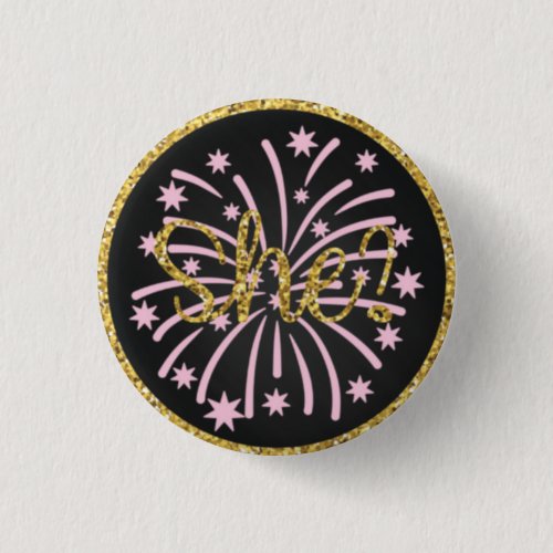 Gender Reveal Button  Firework  Girl  Pink