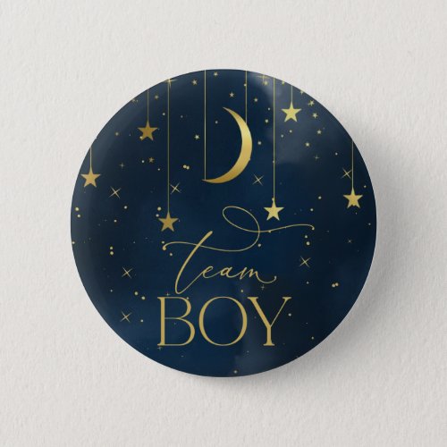 Gender Reveal Button Team Boy Navy  Blue Button