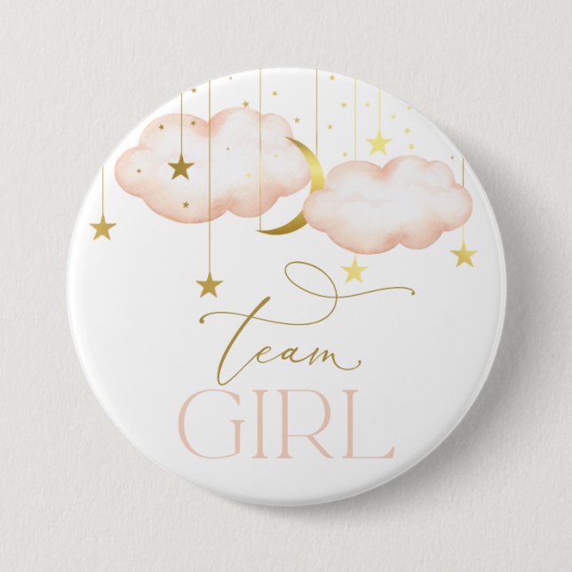 Gender Reveal Button, Team Girl Blush Pink Button (Front)