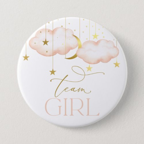 Gender Reveal Button Team Girl Blush Pink Button