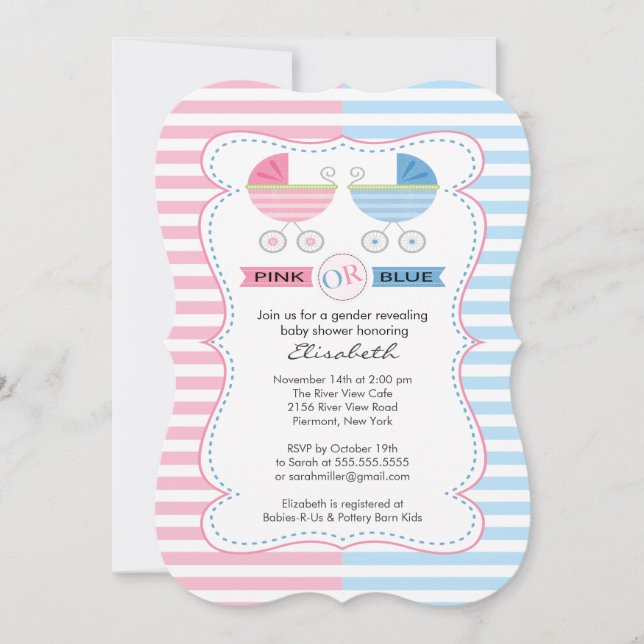 Gender Reveal Carriage Baby Shower Invitation (Front)