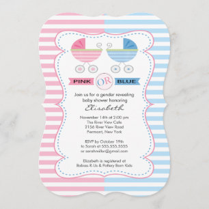 Gender Reveal Carriage Baby Shower Invitation